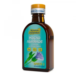 Масло льняное "Компас Здоровья" с селеном, хромом, кремнием 0,2 л